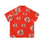 Denim Tears Bright Red All Over White Floral Wreath Print Camp Collar Short