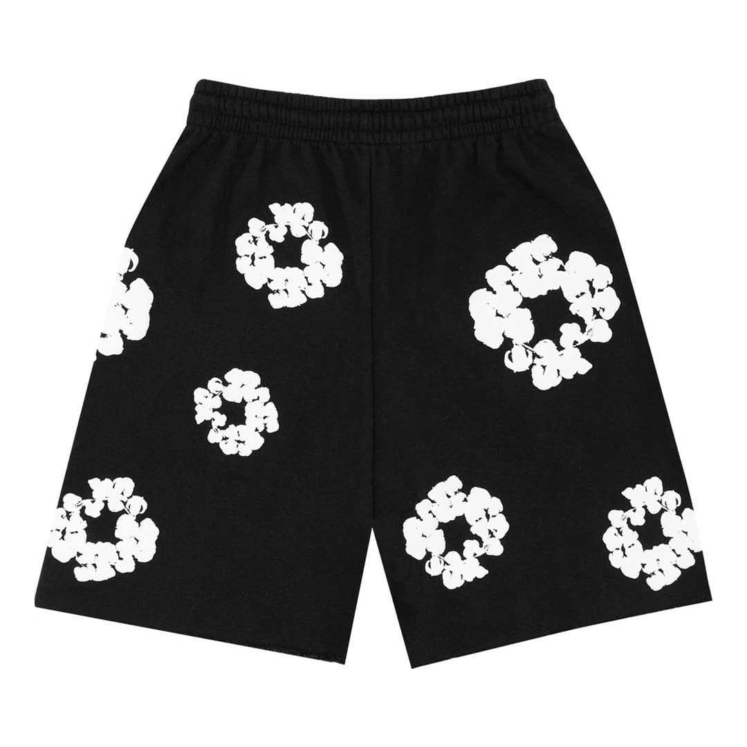 Denim Tears black floral print mesh shorts