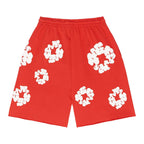 Denim Tears red floral print mesh shorts