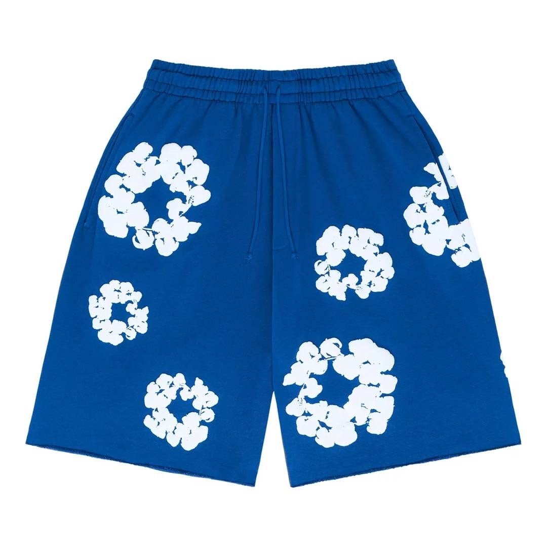 Denim Tears royal blue floral print mesh shorts