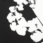 Denim Tears Black Oversized Short Sleeve T-Shirt With Asymmetrical White Floral Print