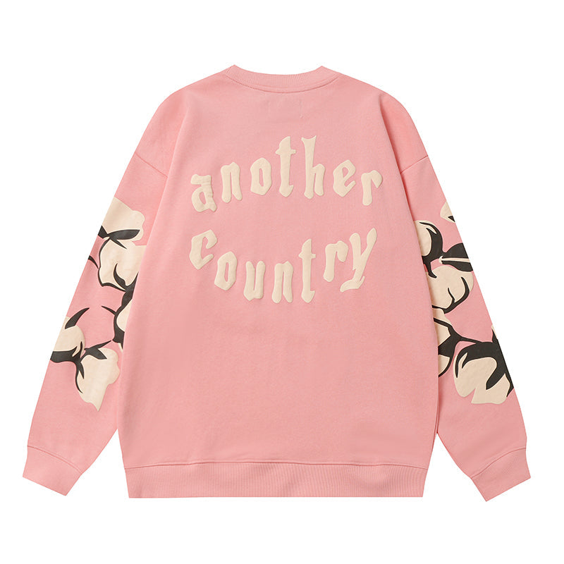Denim Tears Pink Crewneck Sweatshirt Front Flower Wreath