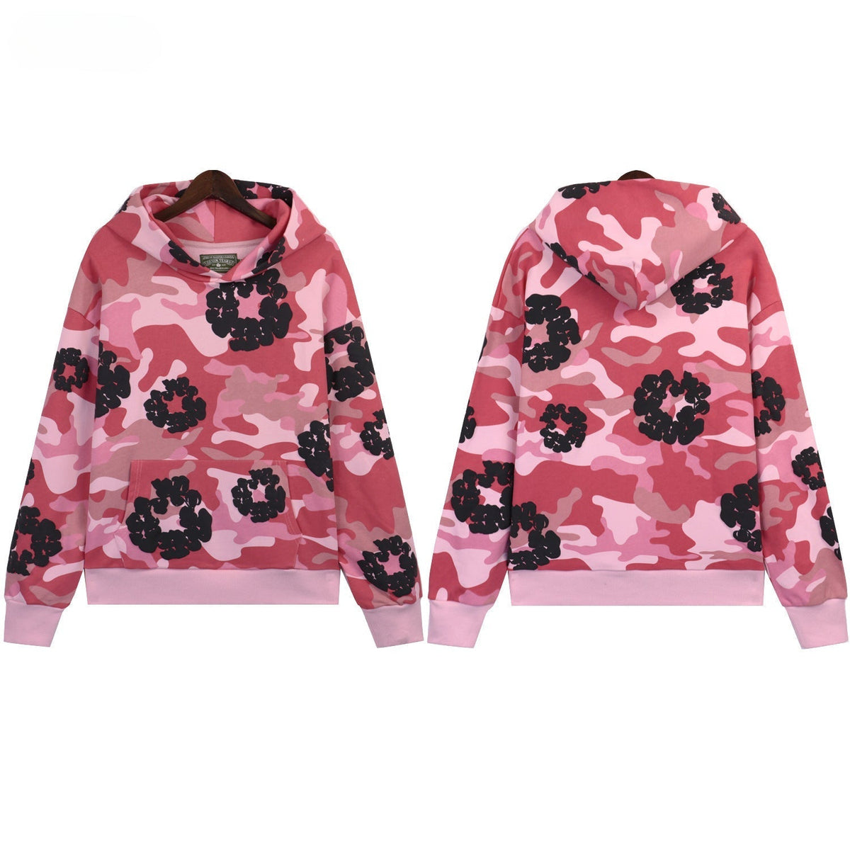 Denim Tears  Pink Camo Cotton Wreath Print  Hoodie