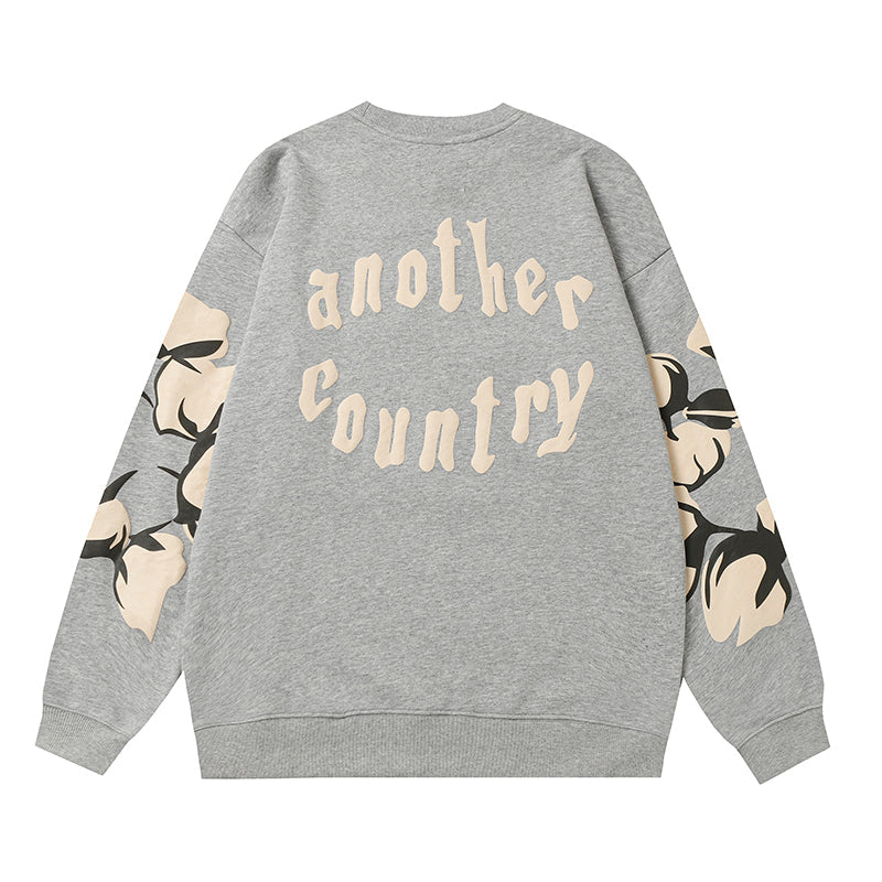 Denim Tears Grey Crewneck Sweatshirt Front Flower Wreath